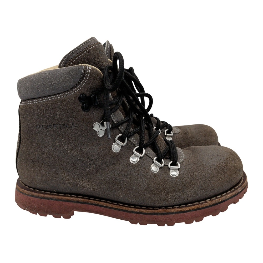 Vtg Merrell Origins Wilderness Canyon Charcoal Suede Hiking Boots Mens 8 Vibram